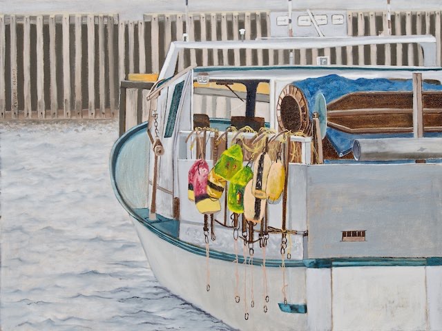 <B>Fishing Boat</B>  <BR>Cape Egmont, P.E.I. <BR>Oil on canvas  <BR>45.72 cm x 60.96 cm  (18